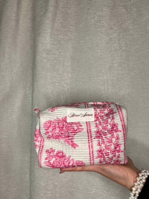 PINK FLORAL COSMETIC CASE