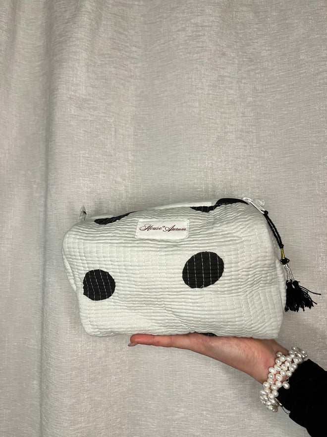 WHITE POLKA-DOT COSMETIC CASE
