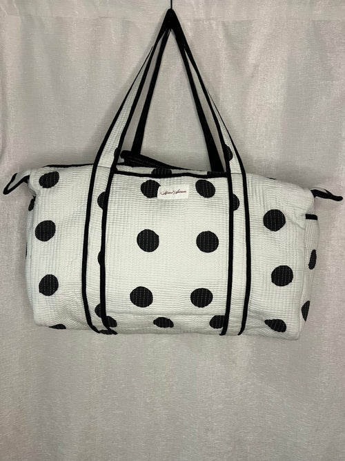 WHITE POLKA-DOT DUFFLE