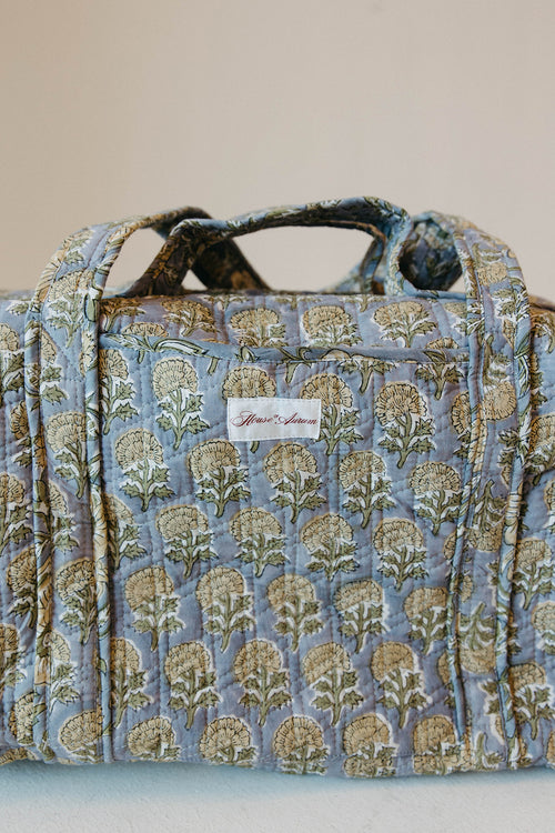 Diamond Quilted Duffle- Sky Beige Floral