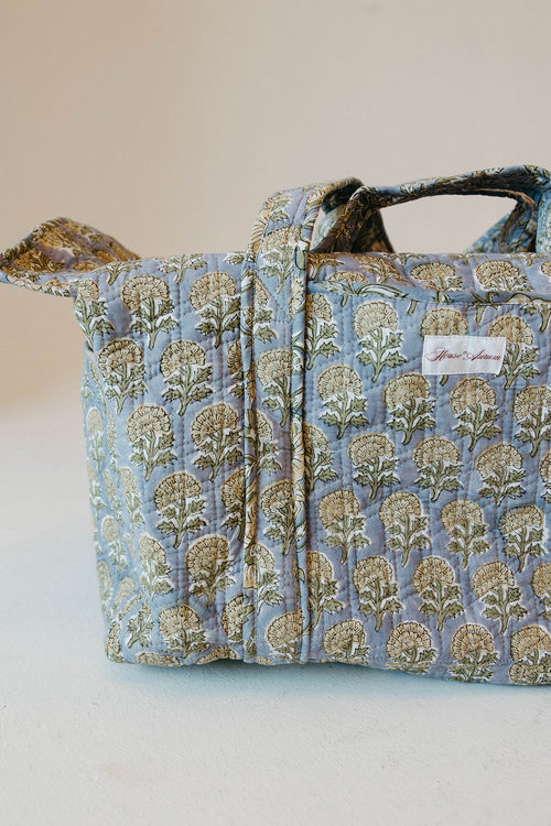 Diamond Quilted Duffle- Sky Beige Floral
