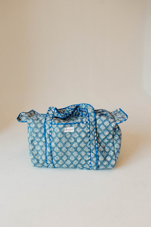 Diamond Quilted Duffle- Sea Blue Floral