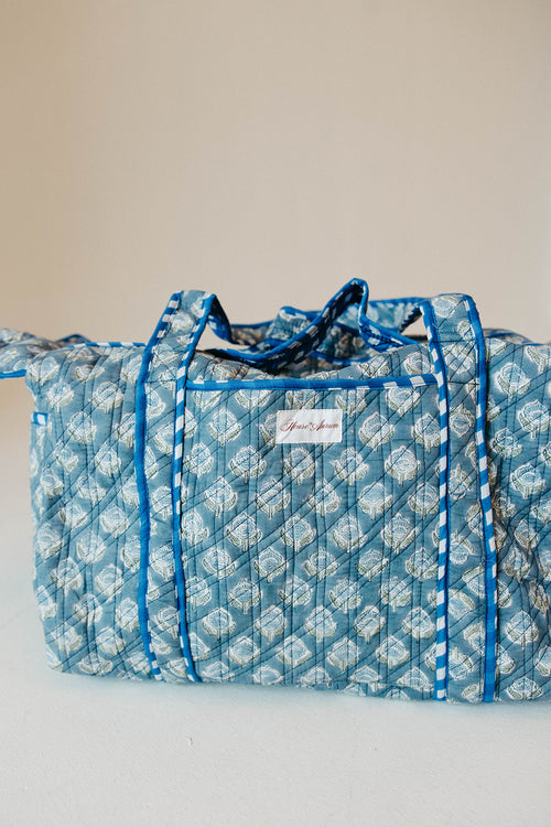 Diamond Quilted Duffle- Sea Blue Floral