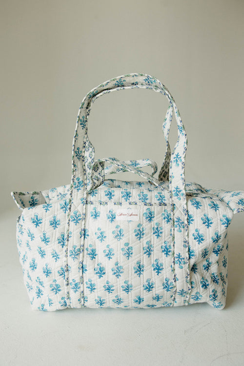 Diamond Quilted Duffle- White Floral