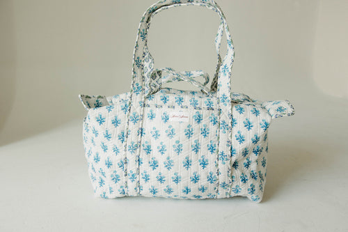 Diamond Quilted Duffle- White Floral