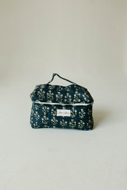 Quilted Vanity Case- Navy Floral