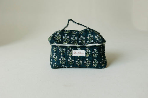 Quilted Vanity Case- Navy Floral