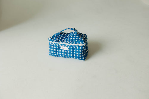 Quilted Vanity Case- Blue Gingham