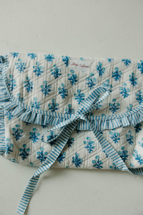 Quilted Ruffle Laptop Case- White Floral