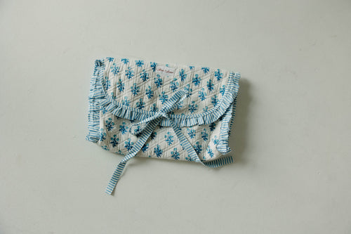 Quilted Ruffle Laptop Case- White Floral