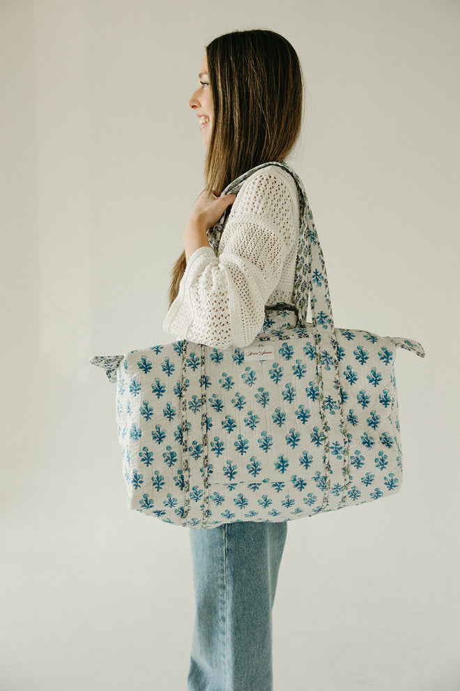 Diamond Quilted Duffle- White Floral
