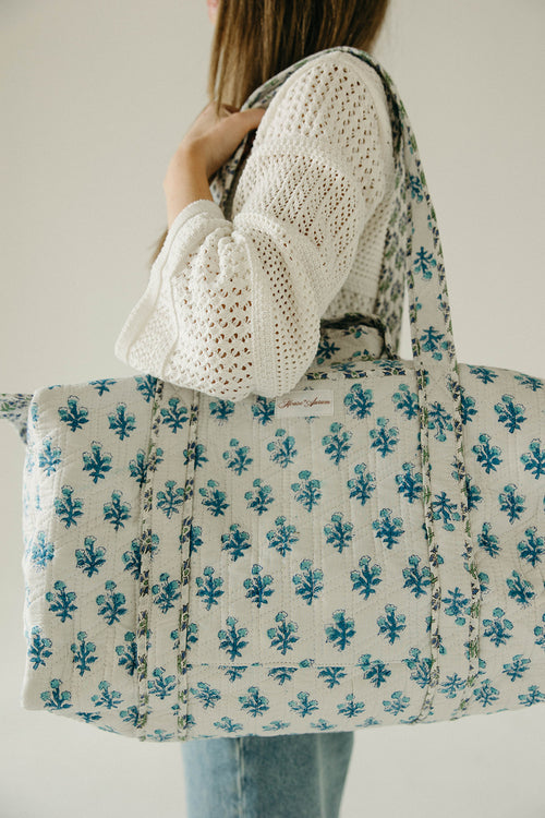 Diamond Quilted Duffle- White Floral