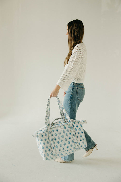 Diamond Quilted Duffle- White Floral
