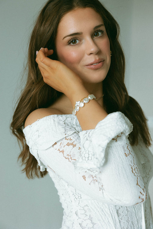 Talula- Diamond Pearl Paperclip Bracelet