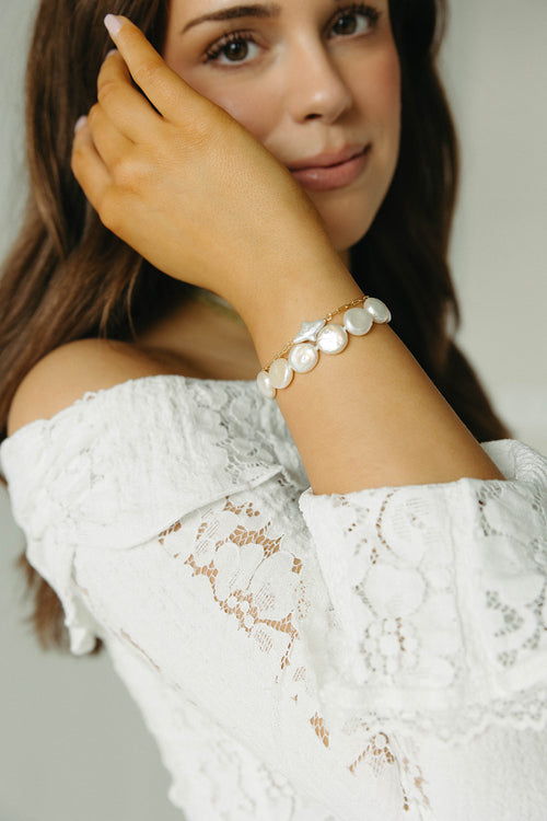 Talula- Diamond Pearl Paperclip Bracelet