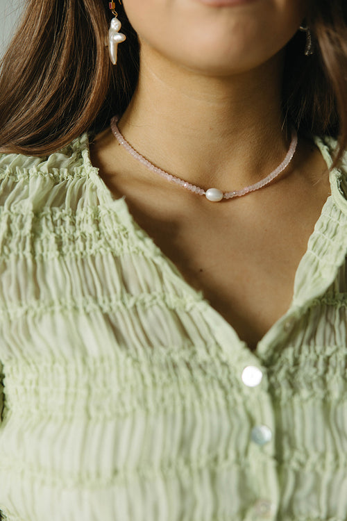 Payton- Gemstone Pearl Choker