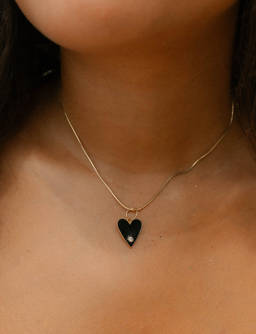 Talia- Large Enamel Heart Charm Necklace