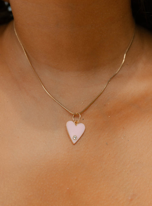 Talia- Large Enamel Heart Charm Necklace