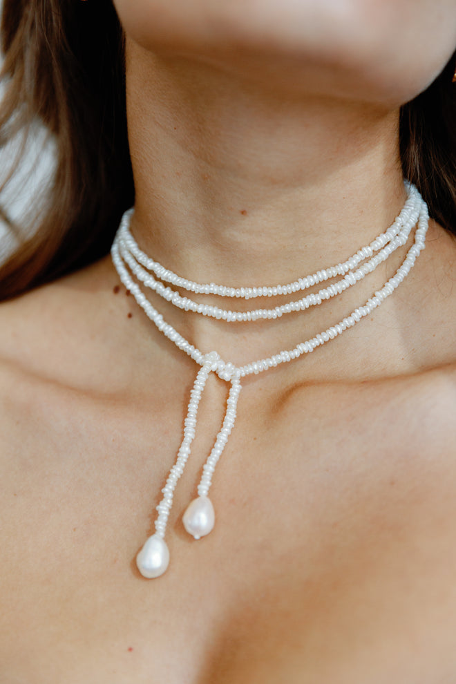 Savi- Full Pearl Wrap Lariat