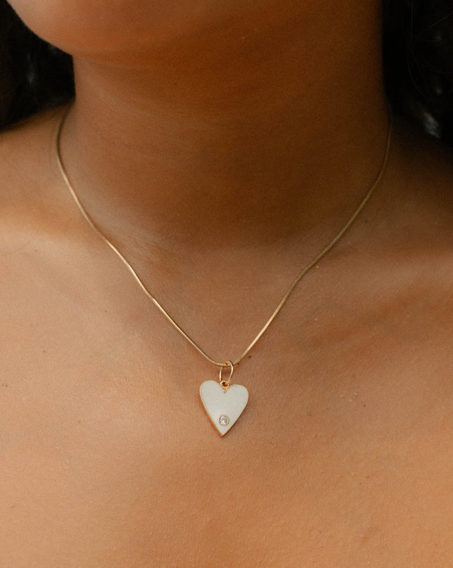 Talia- Large Enamel Heart Charm Necklace